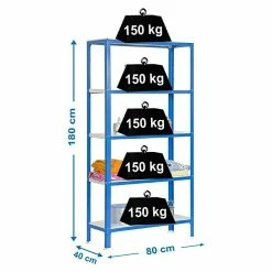 BAUHAUS Simonrack Homeclick Metallregal Mini L X B X H: 40 X 80 X 180 Cm, Traglast: 150 Kg/Boden, Anzahl Böden: 5 Stk., Blau 6 BAUHAUS Simonrack Homeclick Metallregal Mini L X B X H: 40 X 80 X 180 Cm, Traglast: 150 Kg/Boden, Anzahl Böden: 5 Stk., Blau -Werkstatteinrichtung store 12 1028