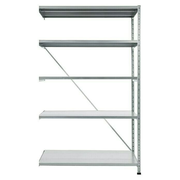 BAUHAUS Scholz Metall-Lagerregal Anbauelement Länge: 800 Mm, Breite: 1.010 Mm, Höhe: 1.920 Mm, Traglast: 270 Kg/Boden, Anzahl Böden: 5 Stk. 1 BAUHAUS Scholz Metall-Lagerregal Anbauelement Länge: 800 Mm, Breite: 1.010 Mm, Höhe: 1.920 Mm, Traglast: 270 Kg/Boden, Anzahl Böden: 5 Stk.