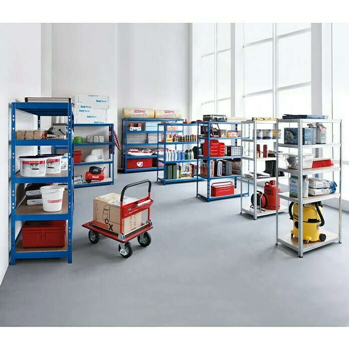 BAUHAUS Regalux Metall-Schwerlastregal Mega L X B X H: 70 X 240 X 200 Cm, Traglast: 450 Kg/Boden, Anzahl Böden: 5 Stk., Stecken, Blau 5 BAUHAUS Regalux Metall-Schwerlastregal Mega L X B X H: 70 X 240 X 200 Cm, Traglast: 450 Kg/Boden, Anzahl Böden: 5 Stk., Stecken, Blau – Bild 5