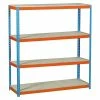BAUHAUS Simonrack Simonforte Metall-Schwerlastregal L X B X H: 90 X 240 X 200 Cm, Traglast: 400 Kg/Boden, Anzahl Böden: 4, Blau/Orange