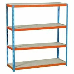 BAUHAUS Simonrack Simonforte Metall-Schwerlastregal L X B X H: 90 X 240 X 200 Cm, Traglast: 400 Kg/Boden, Anzahl Böden: 4, Blau/Orange