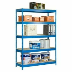 BAUHAUS Simonrack Bricoforte Metall-Schwerlastregal L X B X H: 60 X 100 X 200 Cm, Traglast: 300 Kg/Boden, Anzahl Böden: 5, Blau, Material Boden: Holz