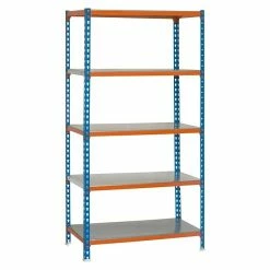 BAUHAUS Simonrack Simonclick Metallregal Mini L X B X H: 40 X 80 X 180 Cm, Traglast: 180 Kg/Boden, Anzahl Böden: 5 Stk., Stecken, Blau/Orange