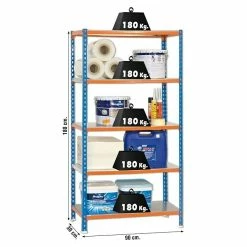 BAUHAUS Simonrack Simonclick Metallregal Mini L X B X H: 40 X 80 X 180 Cm, Traglast: 180 Kg/Boden, Anzahl Böden: 5 Stk., Stecken, Blau/Orange -Werkstatteinrichtung store 12 1114