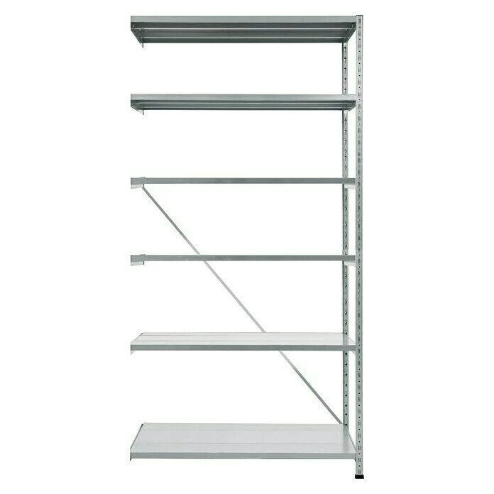 BAUHAUS Scholz Metall-Lagerregal Anbauelement Länge: 300 Mm, Breite: 1.010 Mm, Höhe: 2.280 Mm, Traglast: 100 Kg/Boden, Anzahl Böden: 6 Stk. 1 BAUHAUS Scholz Metall-Lagerregal Anbauelement Länge: 300 Mm, Breite: 1.010 Mm, Höhe: 2.280 Mm, Traglast: 100 Kg/Boden, Anzahl Böden: 6 Stk.
