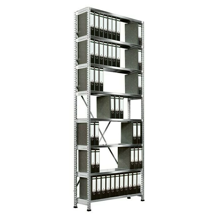 BAUHAUS Scholz Aktenregal Grundelement Länge: 1.250 Mm, Breite: 300 Mm, Höhe: 2.640 Mm, Traglast: 60 Kg/Boden, Anzahl Böden: 8 Stk. 1 BAUHAUS Scholz Aktenregal Grundelement Länge: 1.250 Mm, Breite: 300 Mm, Höhe: 2.640 Mm, Traglast: 60 Kg/Boden, Anzahl Böden: 8 Stk.