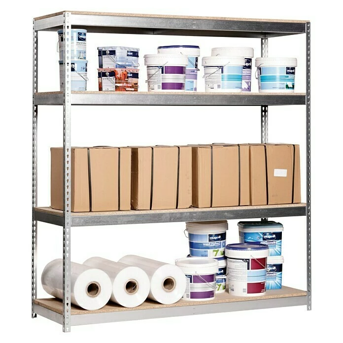 BAUHAUS Simonrack Ecoforte Metall-Schwerlastregal L X B X H: 60 X 180 X 200 Cm, Traglast: 400 Kg/Boden, Anzahl Böden: 4 Stk., Stecken, Silber 2 BAUHAUS Simonrack Ecoforte Metall-Schwerlastregal L X B X H: 60 X 180 X 200 Cm, Traglast: 400 Kg/Boden, Anzahl Böden: 4 Stk., Stecken, Silber – Bild 2