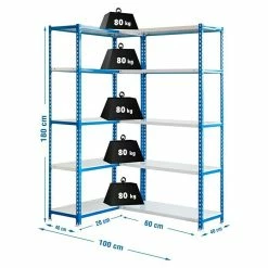 BAUHAUS Simonrack Simonclick Metall-Eckregal Simoncorner L X B X H: 40 X 100 X 180 Cm, Traglast: 80 Kg/Boden, Anzahl Böden: 10 Stk., Stecken, Blau/Weiß -Werkstatteinrichtung store 12 1163