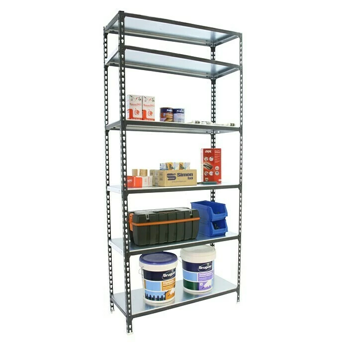 BAUHAUS Simonrack Simonclick Metallregal L X B X H: 30 X 90 X 250 Cm, Traglast: 180 Kg/Boden, Anzahl Böden: 6 Stk., Stecken, Anthrazit/Weiß 3 BAUHAUS Simonrack Simonclick Metallregal L X B X H: 30 X 90 X 250 Cm, Traglast: 180 Kg/Boden, Anzahl Böden: 6 Stk., Stecken, Anthrazit/Weiß – Bild 3