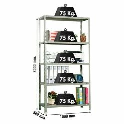 BAUHAUS Simonrack Simonclassic Metallregal Advantage Plus L X B X H: 30 X 100 X 200 Cm, Traglast: 75 Kg/Boden, Anzahl Böden: 5 Stk., Schrauben, Grau -Werkstatteinrichtung store 12 119