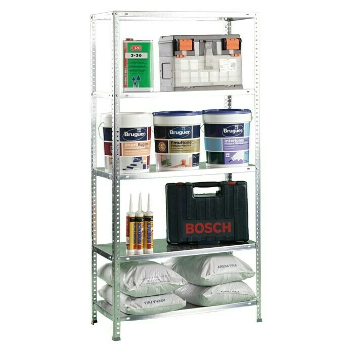 BAUHAUS Simonrack Comfort Metallregal L X B X H: 50 X 100 X 200 Cm, Traglast: 100 Kg/Boden, Anzahl Böden: 5 Stk., Schrauben, Silber 5 BAUHAUS Simonrack Comfort Metallregal L X B X H: 50 X 100 X 200 Cm, Traglast: 100 Kg/Boden, Anzahl Böden: 5 Stk., Schrauben, Silber – Bild 5