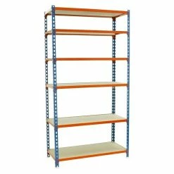 BAUHAUS Simonrack Maderclick Metallregal Mega Plus L X B X H: 40 X 120 X 250 Cm, Traglast: 150 Kg/Boden, Anzahl Böden: 6 Stk., Stecken, Blau/Orange