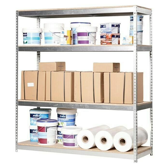 BAUHAUS Simonrack Simonforte Metall-Schwerlastregal L X B X H: 60 X 150 X 200 Cm, Traglast: 600 Kg/Boden, Anzahl Böden: 4, Silber 2 BAUHAUS Simonrack Simonforte Metall-Schwerlastregal L X B X H: 60 X 150 X 200 Cm, Traglast: 600 Kg/Boden, Anzahl Böden: 4, Silber – Bild 2