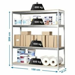 BAUHAUS Simonrack Simonforte Metall-Schwerlastregal L X B X H: 60 X 150 X 200 Cm, Traglast: 600 Kg/Boden, Anzahl Böden: 4, Silber 7 BAUHAUS Simonrack Simonforte Metall-Schwerlastregal L X B X H: 60 X 150 X 200 Cm, Traglast: 600 Kg/Boden, Anzahl Böden: 4, Silber -Werkstatteinrichtung store 12 1209