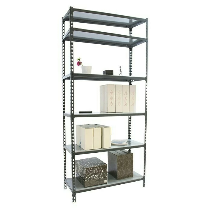 BAUHAUS Simonrack Simonclick Metallregal Mini L X B X H: 30 X 80 X 250 Cm, Traglast: 180 Kg/Boden, Anzahl Böden: 6 Stk., Stecken, Anthrazit/Silber 2 BAUHAUS Simonrack Simonclick Metallregal Mini L X B X H: 30 X 80 X 250 Cm, Traglast: 180 Kg/Boden, Anzahl Böden: 6 Stk., Stecken, Anthrazit/Silber – Bild 2