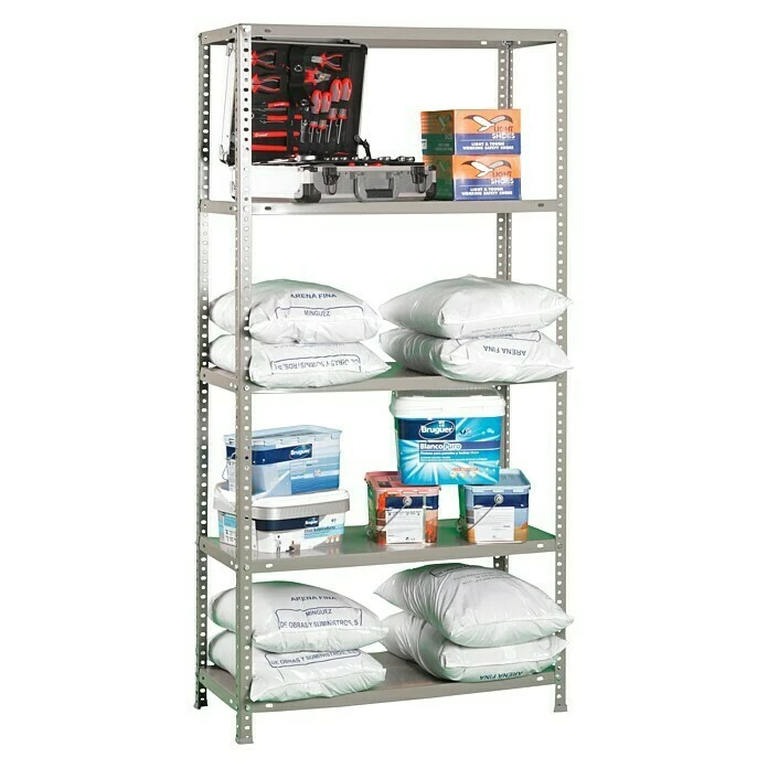 BAUHAUS Simonrack Comfort Metallregal L X B X H: 40 X 80 X 180 Cm, Traglast: 100 Kg/Boden, Anzahl Böden: 5, Schrauben, Grau 3 BAUHAUS Simonrack Comfort Metallregal L X B X H: 40 X 80 X 180 Cm, Traglast: 100 Kg/Boden, Anzahl Böden: 5, Schrauben, Grau – Bild 3