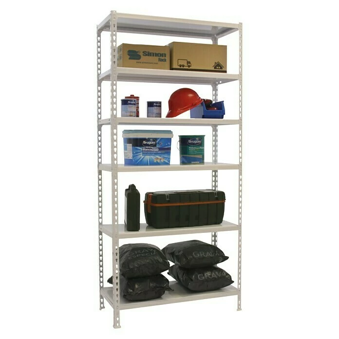 BAUHAUS Simonrack Simonclick Metallregal L X B X H: 30 X 90 X 250 Cm, Traglast: 180 Kg/Boden, Anzahl Böden: 6 Stk., Stecken, Weiß 2 BAUHAUS Simonrack Simonclick Metallregal L X B X H: 30 X 90 X 250 Cm, Traglast: 180 Kg/Boden, Anzahl Böden: 6 Stk., Stecken, Weiß – Bild 2