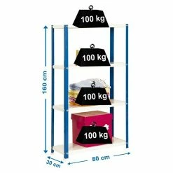 BAUHAUS Simonrack Homeclassic Metallregal L X B X H: 30 X 80 X 160 Cm, Traglast: 100 Kg/Boden, Anzahl Böden: 4 Stk., Schrauben, Blau -Werkstatteinrichtung store 12 1259