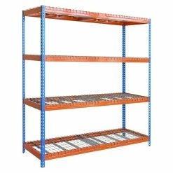 BAUHAUS Simonrack Ecoforte Metall-Schwerlastregal Rex L X B X H: 60 X 180 X 200 Cm, Traglast: 400 Kg/Boden, Anzahl Böden: 4 Stk., Blau/Orange