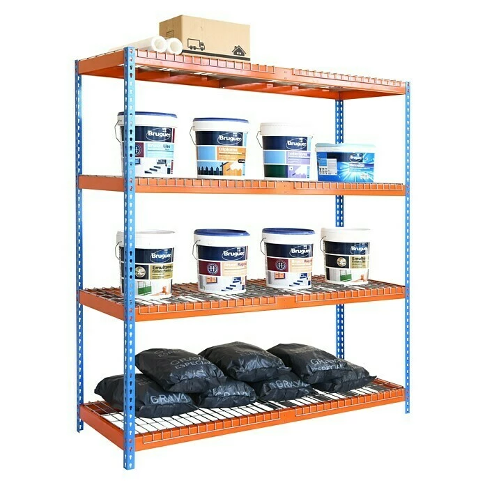 BAUHAUS Simonrack Ecoforte Metall-Schwerlastregal Rex L X B X H: 60 X 180 X 200 Cm, Traglast: 400 Kg/Boden, Anzahl Böden: 4 Stk., Blau/Orange 2 BAUHAUS Simonrack Ecoforte Metall-Schwerlastregal Rex L X B X H: 60 X 180 X 200 Cm, Traglast: 400 Kg/Boden, Anzahl Böden: 4 Stk., Blau/Orange – Bild 2