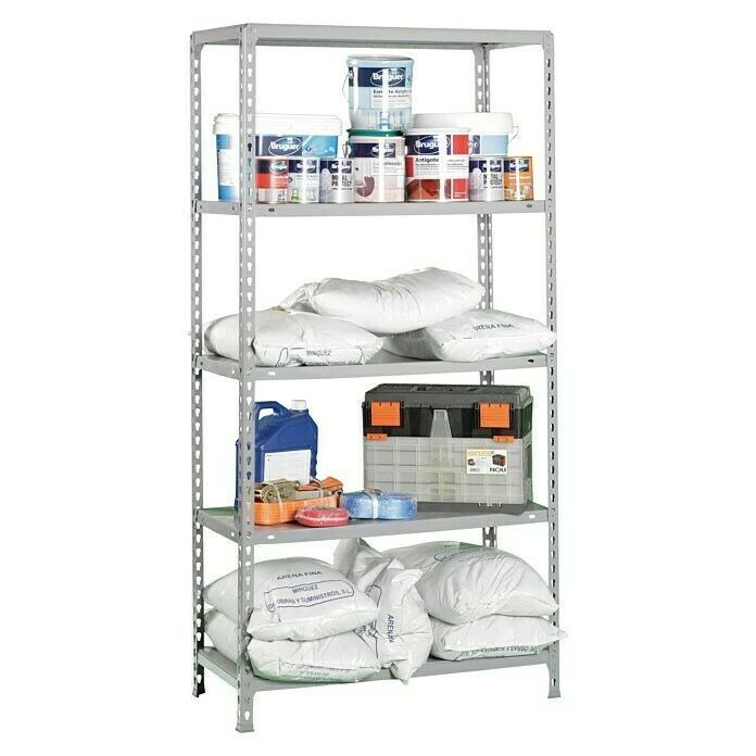 BAUHAUS Simonrack Simonclick Metallregal L X B X H: 40 X 90 X 180 Cm, Traglast: 150 Kg/Boden, Anzahl Böden: 5 Stk., Stecken, Silber 2 BAUHAUS Simonrack Simonclick Metallregal L X B X H: 40 X 90 X 180 Cm, Traglast: 150 Kg/Boden, Anzahl Böden: 5 Stk., Stecken, Silber – Bild 2