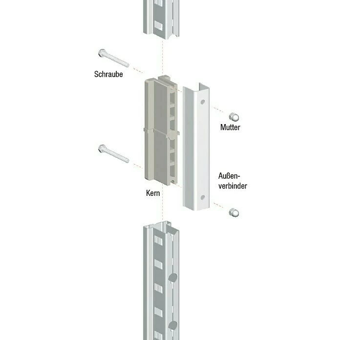 BAUHAUS Scholz System Regalverbindung 2 Kerne, 2 Verbinder, 4 Schrauben, 4 Muttern 1 BAUHAUS Scholz System Regalverbindung 2 Kerne, 2 Verbinder, 4 Schrauben, 4 Muttern