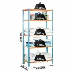 BAUHAUS Simonrack Maderclick Metallregal Super Plus L X B X H: 50 X 110 X 200 Cm, Traglast: 150 Kg/Boden, Anzahl Böden: 5, Stecken, Blau/Orange -Werkstatteinrichtung store 12 1287