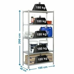 BAUHAUS Simonrack Simonclick Metallregal Plus L X B X H: 40 X 100 X 200 Cm, Traglast: 180 Kg/Boden, Anzahl Böden: 5 Stk., Stecken, Silber 7 BAUHAUS Simonrack Simonclick Metallregal Plus L X B X H: 40 X 100 X 200 Cm, Traglast: 180 Kg/Boden, Anzahl Böden: 5 Stk., Stecken, Silber -Werkstatteinrichtung store 12 1327