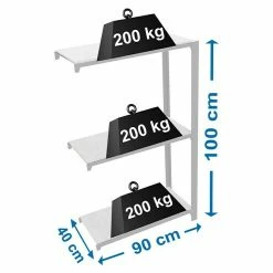 BAUHAUS Simonrack Simonoffice Aktenregal Anbauelement L X B X H: 40 X 90 X 100 Cm, Traglast: 200 Kg/Boden, Anzahl Böden: 3, Grau -Werkstatteinrichtung store 12 1350