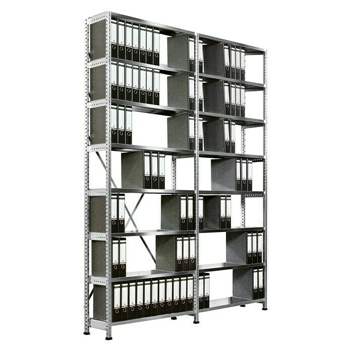 BAUHAUS Scholz Aktenregal Grundelement Länge: 1.050 Mm, Breite: 300 Mm, Höhe: 2.640 Mm, Traglast: 80 Kg/Boden, Anzahl Böden: 8 Stk. 2 BAUHAUS Scholz Aktenregal Grundelement Länge: 1.050 Mm, Breite: 300 Mm, Höhe: 2.640 Mm, Traglast: 80 Kg/Boden, Anzahl Böden: 8 Stk. – Bild 2