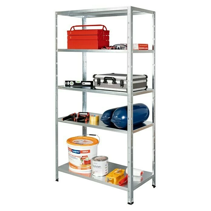 BAUHAUS Regalux Metallregal L X B X H: 45 X 100 X 188 Cm, Traglast: 65 Kg/Boden, Silber 3 BAUHAUS Regalux Metallregal L X B X H: 45 X 100 X 188 Cm, Traglast: 65 Kg/Boden, Silber – Bild 3