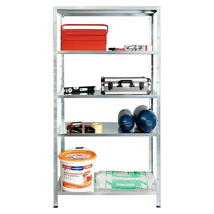 BAUHAUS Regalux Metallregal L X B X H: 45 X 100 X 188 Cm, Traglast: 65 Kg/Boden, Silber 5 BAUHAUS Regalux Metallregal L X B X H: 45 X 100 X 188 Cm, Traglast: 65 Kg/Boden, Silber – Bild 5