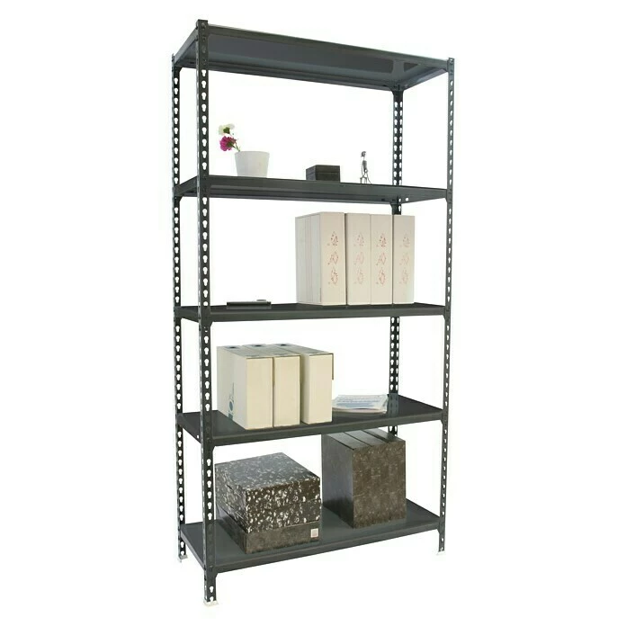 BAUHAUS Simonrack Simonclick Metallregal Mini L X B X H: 40 X 80 X 180 Cm, Traglast: 180 Kg/Boden, Anzahl Böden: 5 Stk., Stecken, Anthrazit 2 BAUHAUS Simonrack Simonclick Metallregal Mini L X B X H: 40 X 80 X 180 Cm, Traglast: 180 Kg/Boden, Anzahl Böden: 5 Stk., Stecken, Anthrazit – Bild 2