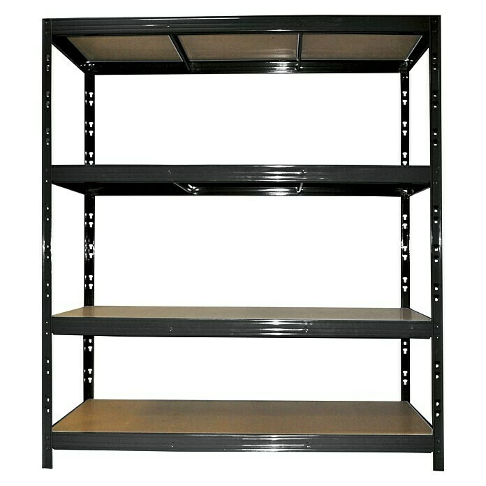 BAUHAUS Metall-Schwerlastregal XXL L X B X H: 60 X 160 X 185 Cm, Traglast: 350 Kg/Boden, Anzahl Böden: 4 Stk., Stecken, Schwarz 1 BAUHAUS Metall-Schwerlastregal XXL L X B X H: 60 X 160 X 185 Cm, Traglast: 350 Kg/Boden, Anzahl Böden: 4 Stk., Stecken, Schwarz
