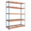 BAUHAUS Simonrack Ecoforte Metall-Schwerlastregal Rex L X B X H: 60 X 180 X 200 Cm, Traglast: 400 Kg/Boden, Anzahl Böden: 5 Stk., Stecken, Blau/Orange