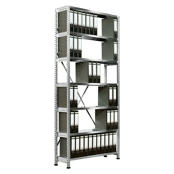 BAUHAUS Scholz Aktenregal Grundelement Länge: 1.250 Mm, Breite: 300 Mm, Höhe: 2.280 Mm, Traglast: 60 Kg/Boden, Anzahl Böden: 7 Stk. 1 BAUHAUS Scholz Aktenregal Grundelement Länge: 1.250 Mm, Breite: 300 Mm, Höhe: 2.280 Mm, Traglast: 60 Kg/Boden, Anzahl Böden: 7 Stk.