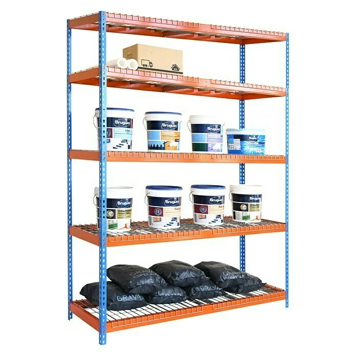 BAUHAUS Simonrack Ecoforte Metall-Schwerlastregal Rex L X B X H: 60 X 180 X 200 Cm, Traglast: 400 Kg/Boden, Anzahl Böden: 5 Stk., Stecken, Blau/Orange 2 BAUHAUS Simonrack Ecoforte Metall-Schwerlastregal Rex L X B X H: 60 X 180 X 200 Cm, Traglast: 400 Kg/Boden, Anzahl Böden: 5 Stk., Stecken, Blau/Orange – Bild 2