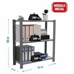 BAUHAUS Simonrack Simonoffice Aktenregal Grundelement L X B X H: 40 X 90 X 100 Cm, Traglast: 200 Kg/Boden, Anzahl Böden: 3, Grau -Werkstatteinrichtung store 12 1493