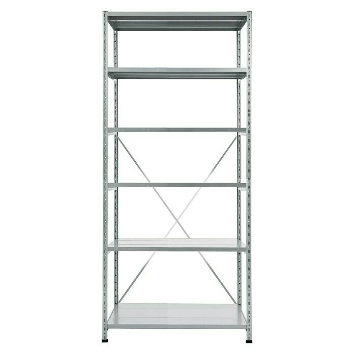 BAUHAUS Scholz Metall-Lagerregal Grundelement Länge: 1.000 Mm, Breite: 850 Mm, Höhe: 2.280 Mm, Traglast: 360 Kg/Boden, Anzahl Böden: 6 Stk. 1 BAUHAUS Scholz Metall-Lagerregal Grundelement Länge: 1.000 Mm, Breite: 850 Mm, Höhe: 2.280 Mm, Traglast: 360 Kg/Boden, Anzahl Böden: 6 Stk.