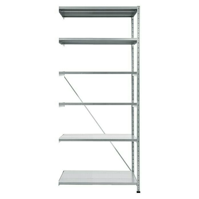 BAUHAUS Scholz Metall-Lagerregal Grundelement Länge: 1.000 Mm, Breite: 850 Mm, Höhe: 2.280 Mm, Traglast: 360 Kg/Boden, Anzahl Böden: 6 Stk. 5 BAUHAUS Scholz Metall-Lagerregal Grundelement Länge: 1.000 Mm, Breite: 850 Mm, Höhe: 2.280 Mm, Traglast: 360 Kg/Boden, Anzahl Böden: 6 Stk. – Bild 5