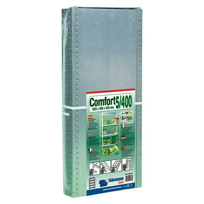 BAUHAUS Simonrack Comfort Metallregal L X B X H: 40 X 100 X 200 Cm, Traglast: 100 Kg/Boden, Anzahl Böden: 5 Stk., Schrauben, Silber 6 BAUHAUS Simonrack Comfort Metallregal L X B X H: 40 X 100 X 200 Cm, Traglast: 100 Kg/Boden, Anzahl Böden: 5 Stk., Schrauben, Silber – Bild 6