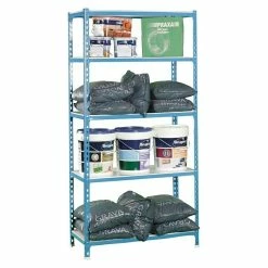 BAUHAUS Simonrack Simonclick Metallregal Super Plus L X B X H: 40 X 110 X 200 Cm, Traglast: 180 Kg/Boden, Anzahl Böden: 5 Stk., Stecken, Blau/Weiß -Werkstatteinrichtung store 12 184