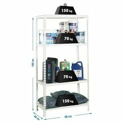 BAUHAUS Simonrack Simonclick Metallregal L X B X H: 40 X 80 X 160 Cm, Traglast: 150 Kg/Boden, Anzahl Böden: 4 Stk., Stecken, Weiß -Werkstatteinrichtung store 12 20