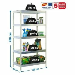 BAUHAUS Simonrack Bricoforte Metall-Schwerlastregal L X B X H: 60 X 100 X 200 Cm, Traglast: 300 Kg/Boden, Anzahl Böden: 5, Silber, Material Boden: Metall -Werkstatteinrichtung store 12 206