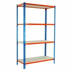 BAUHAUS Simonrack Maderclick Metallregal Super Plus L X B X H: 50 X 110 X 150 Cm, Traglast: 150 Kg/Boden, Anzahl Böden: 4, Stecken, Blau/Orange