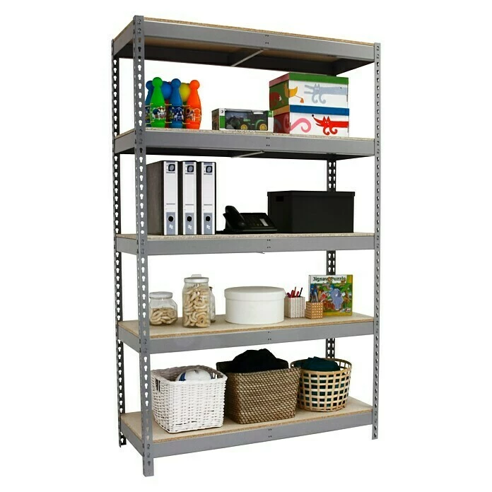 BAUHAUS Simonrack Ecoforte Metall-Schwerlastregal L X B X H: 60 X 120 X 200 Cm, Traglast: 400 Kg/Boden, Anzahl Böden: 5 Stk., Stecken, Grau 2 BAUHAUS Simonrack Ecoforte Metall-Schwerlastregal L X B X H: 60 X 120 X 200 Cm, Traglast: 400 Kg/Boden, Anzahl Böden: 5 Stk., Stecken, Grau – Bild 2