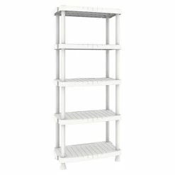 BAUHAUS Terry Kunststoffregal Lebensmittelecht L X B X H: 39 X 59 X 144 Cm, Traglast: 40 Kg/Boden, Anzahl Böden: 5 Stk., Stecken