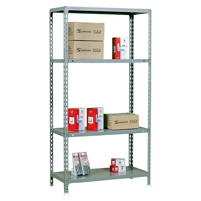 BAUHAUS Simonrack Simonclick Metallregal L X B X H: 40 X 80 X 160 Cm, Traglast: 150 Kg/Boden, Anzahl Böden: 4 Stk., Stecken, Grau 2 BAUHAUS Simonrack Simonclick Metallregal L X B X H: 40 X 80 X 160 Cm, Traglast: 150 Kg/Boden, Anzahl Böden: 4 Stk., Stecken, Grau – Bild 2