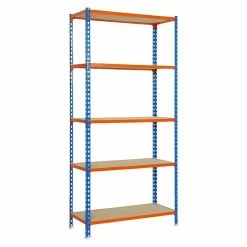 BAUHAUS Simonrack Maderclick Metallregal Mega Plus L X B X H: 50 X 120 X 200 Cm, Traglast: 200 Kg/Boden, Anzahl Böden: 5 Stk., Stecken, Blau/Orange
