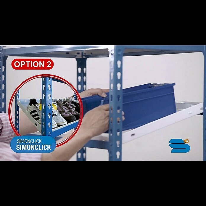 BAUHAUS Simonrack Simonclick Metallregal Plus L X B X H: 40 X 100 X 200 Cm, Traglast: 180 Kg/Boden, Anzahl Böden: 5 Stk., Stecken, Blau 4 BAUHAUS Simonrack Simonclick Metallregal Plus L X B X H: 40 X 100 X 200 Cm, Traglast: 180 Kg/Boden, Anzahl Böden: 5 Stk., Stecken, Blau – Bild 4